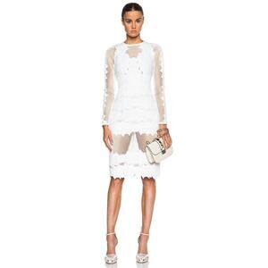 Jonathan Simkhai Burnout Brocade Long Sleeve Dress White Mini Dress 2 Altered